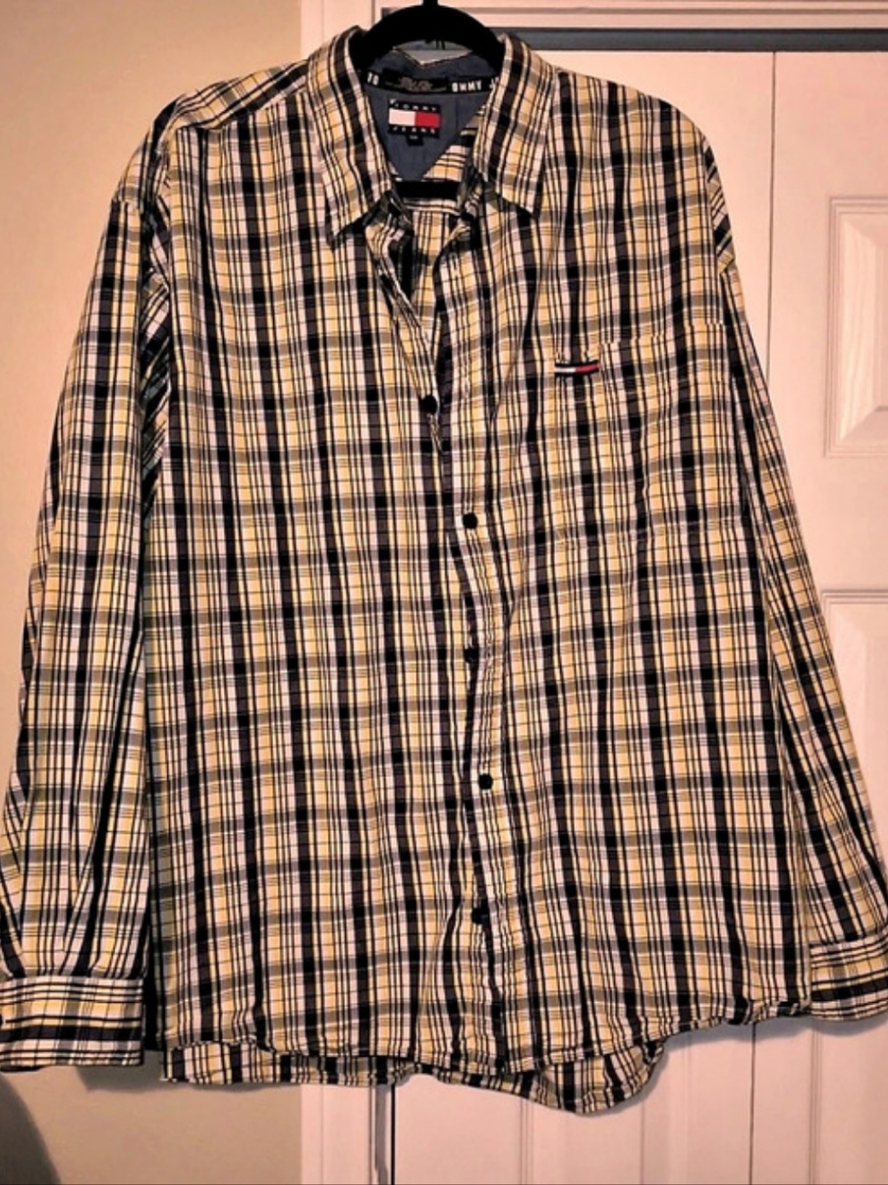 Tommy Jeans plaid button-down shirt Plaid Cotton Shirt Size XXL